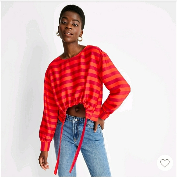 Future Collective with Kahlana Barfield Brown Long Sleeve Drawstring Blouse - Picture 3 of 6